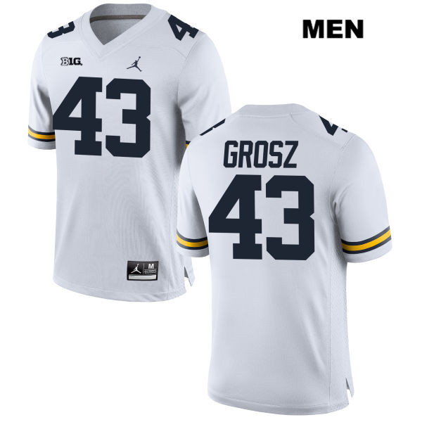 Men's NCAA Michigan Wolverines Tyler Grosz #43 White Jordan Brand Authentic Stitched Football College Jersey IE25H58HS